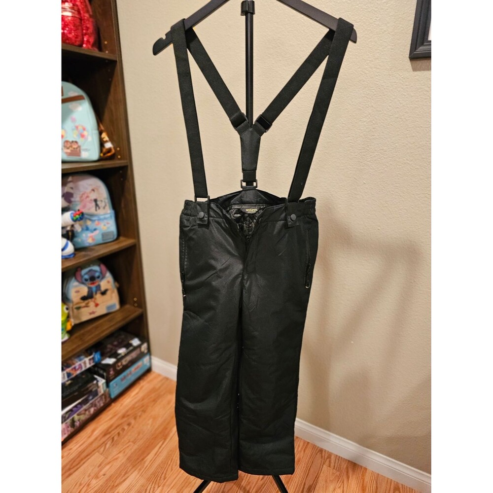 Kids Black Snow Pants with Suspenders